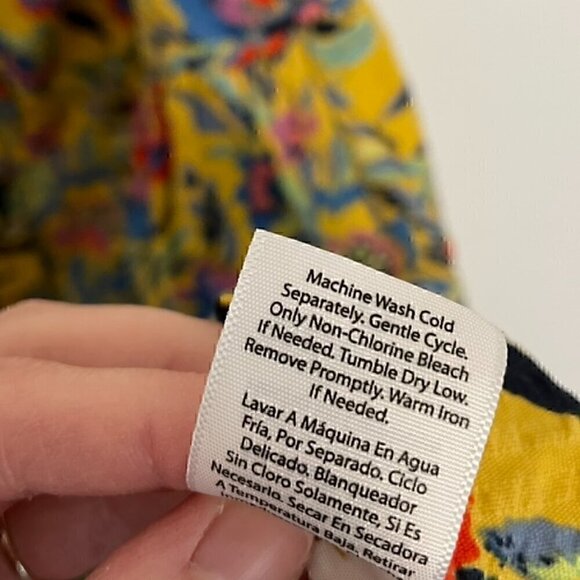 TERRA & SKY Plus Size Button Front Tie Shoulder Dress Mustard Yellow Floral Mini - Picture 11 of 14